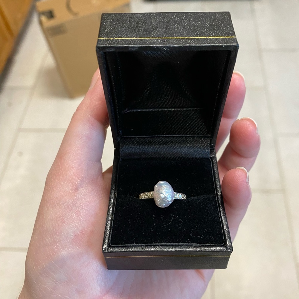 Vintage Pearl Engagement Ring.